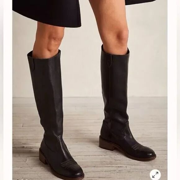 Free People Arya Italian Leather Riding Boots Black EU 36 US 6 - Picture 3 of 15